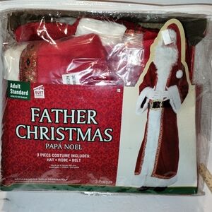 Open Package Package Father Christmas SANTA CLAUS Costume Adult Size 3 Pc Suit